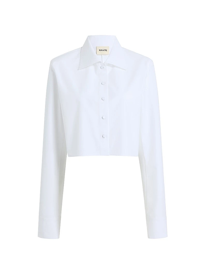 Jasen Cotton Button-Front Crop Shirt