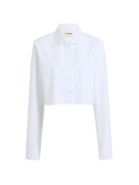 Jasen Cotton Button-Front Crop Shirt
