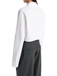 Jasen Cotton Button-Front Crop Shirt