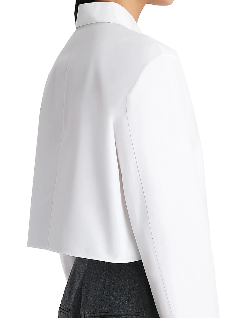 Jasen Cotton Button-Front Crop Shirt