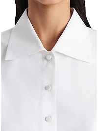 Jasen Cotton Button-Front Crop Shirt
