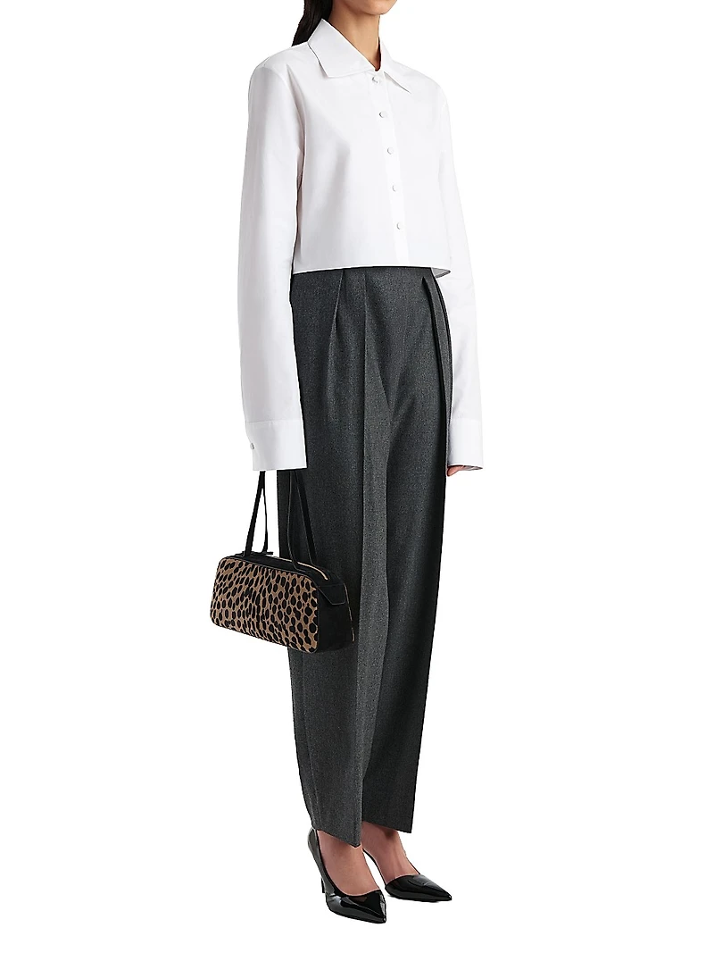 Jasen Cotton Button-Front Crop Shirt