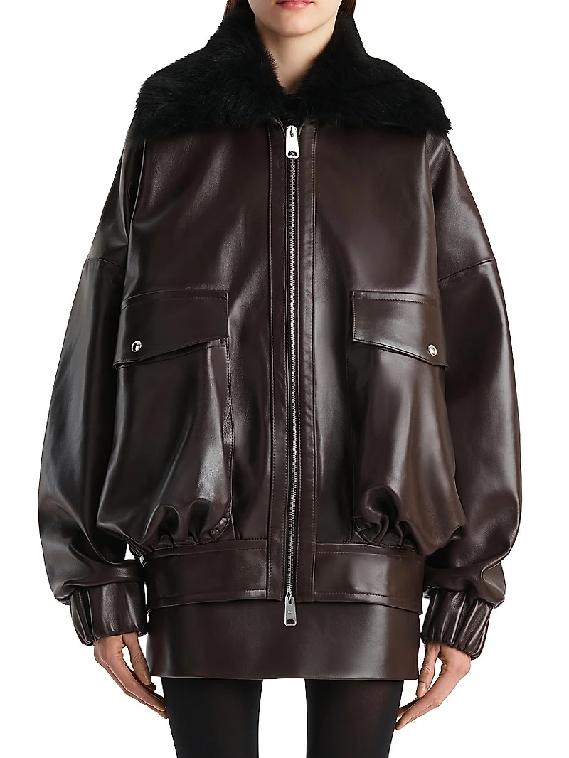 Daemon Shearling-Collar Leather Jacket