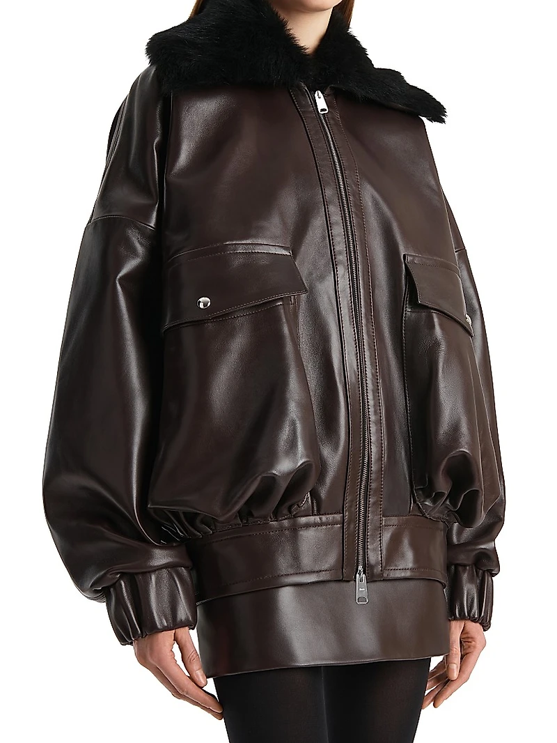 Daemon Shearling-Collar Leather Jacket
