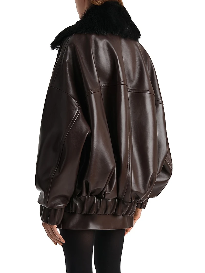 Daemon Shearling-Collar Leather Jacket