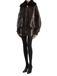 Daemon Shearling-Collar Leather Jacket