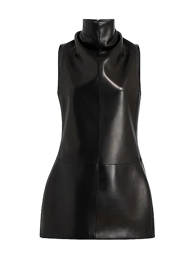 Daria Leather Sleeveless Minidress