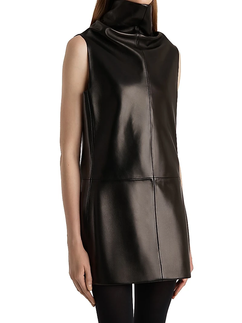 Daria Leather Sleeveless Minidress