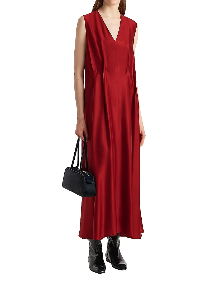 Syd Pleated-Front Sleeveless Maxi Dress