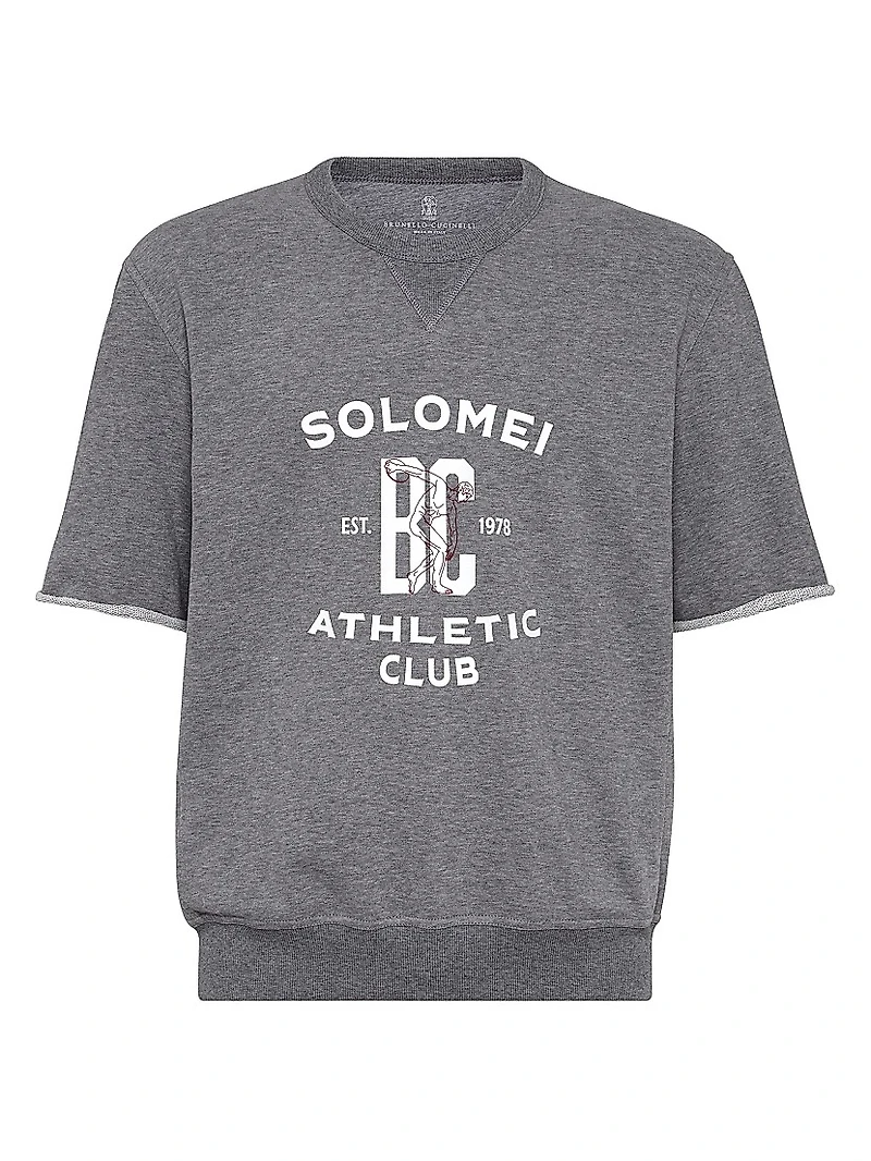 Cotton Smooth French Terry Short Sleeve Sweatshirt with Print