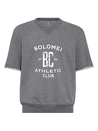 Cotton Smooth French Terry Short Sleeve Sweatshirt with Print