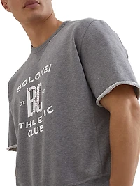 Cotton Smooth French Terry Short Sleeve Sweatshirt with Print