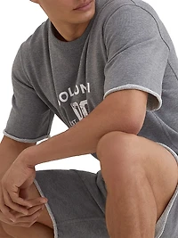 Cotton Smooth French Terry Short Sleeve Sweatshirt with Print