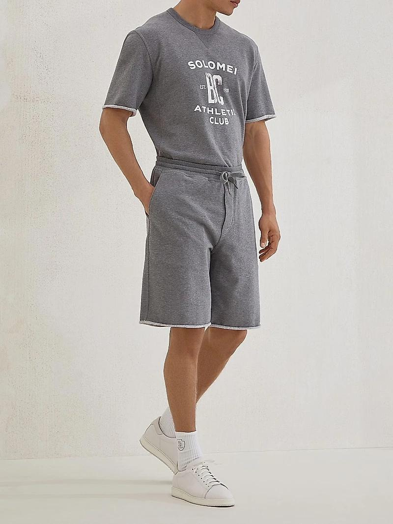 Cotton Smooth French Terry Short Sleeve Sweatshirt with Print