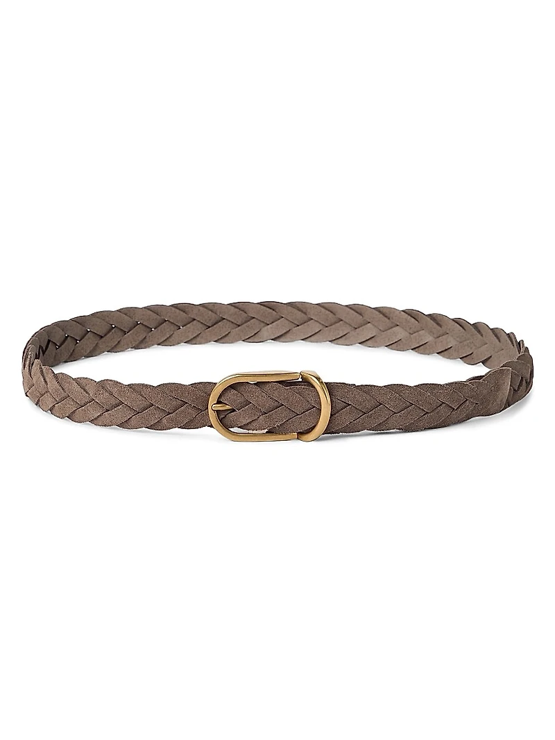 Bull Suede Braided Belt with Rounded Buckle