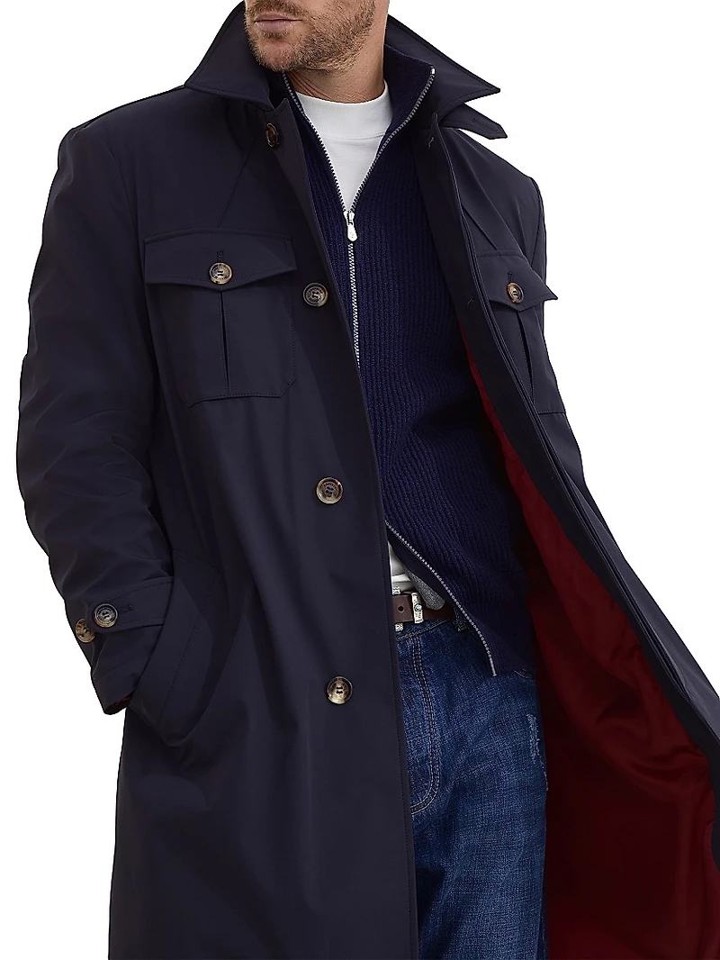 Malfilé Cotton English Rib Cardigan with Raglan Sleeves and Zipper