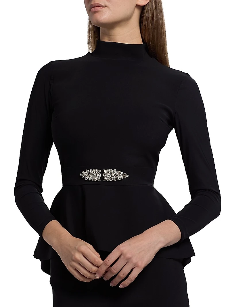 Haby Crystal-Embellished Peplum Knee-Length Dress