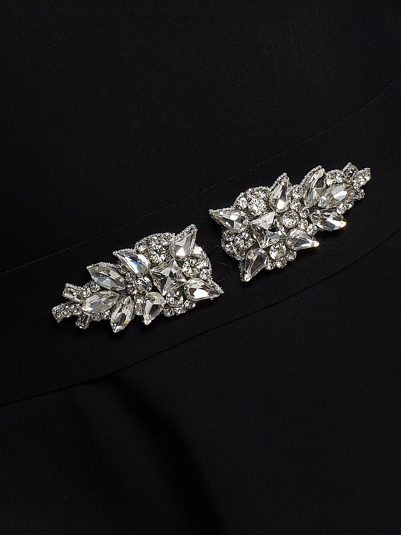 Haby Crystal-Embellished Peplum Knee-Length Dress