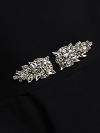 Haby Crystal-Embellished Peplum Knee-Length Dress