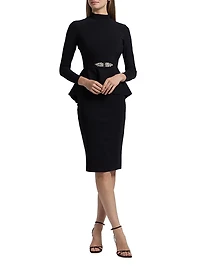 Haby Crystal-Embellished Peplum Knee-Length Dress