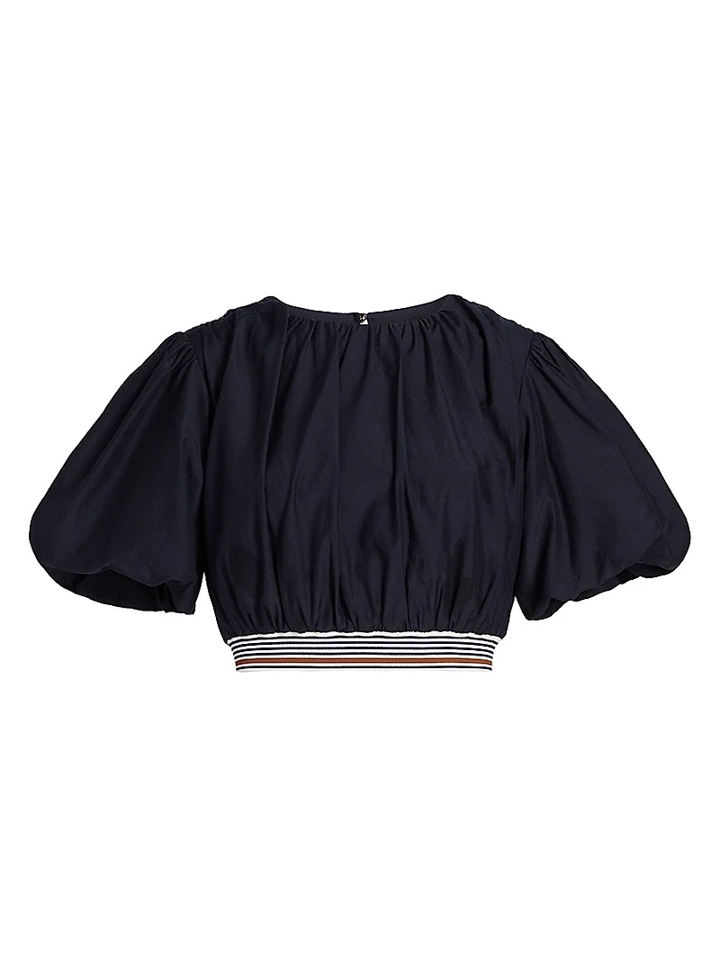 Gabriela Cotton-Silk Crop Top