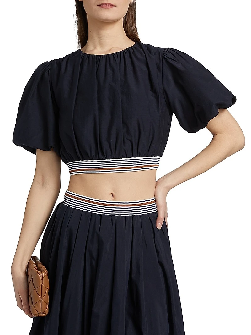 Gabriela Cotton-Silk Crop Top
