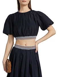 Gabriela Cotton-Silk Crop Top