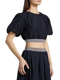 Gabriela Cotton-Silk Crop Top