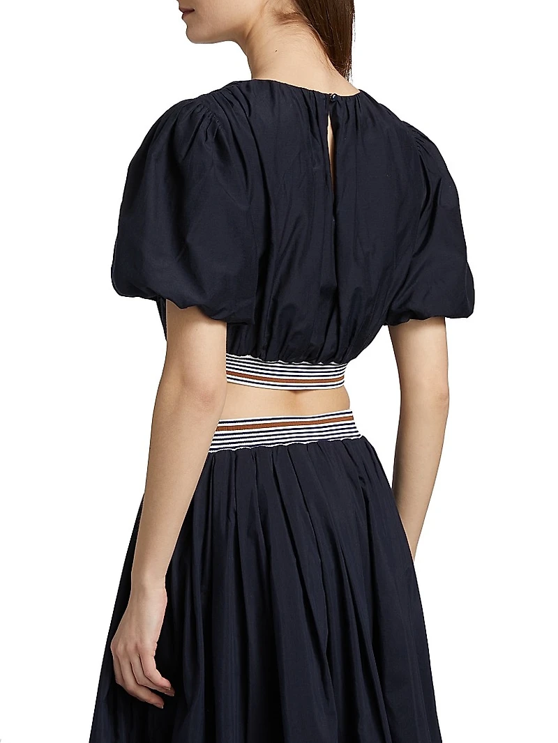 Gabriela Cotton-Silk Crop Top