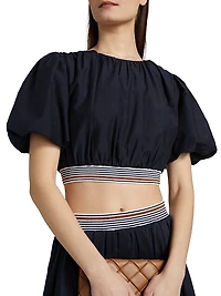 Gabriela Cotton-Silk Crop Top