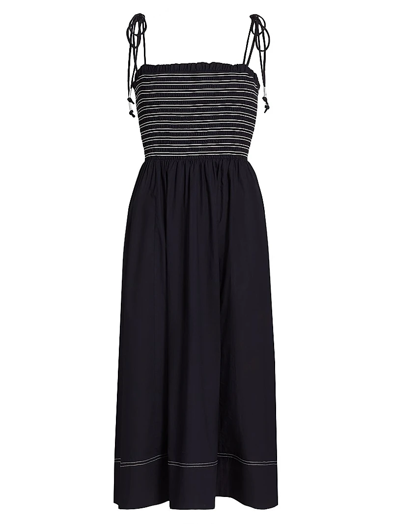 Kaela Cotton Striped Midi-Dress