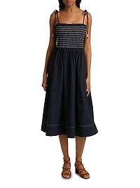 Kaela Cotton Striped Midi-Dress