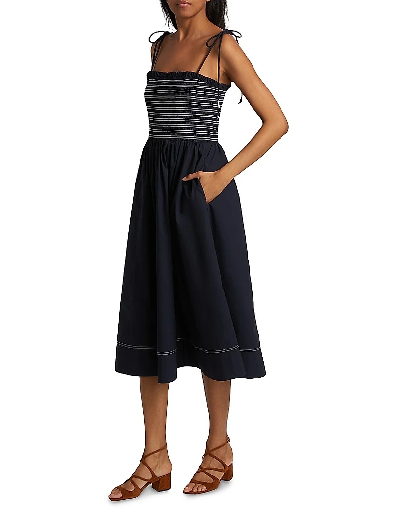 Kaela Cotton Striped Midi-Dress