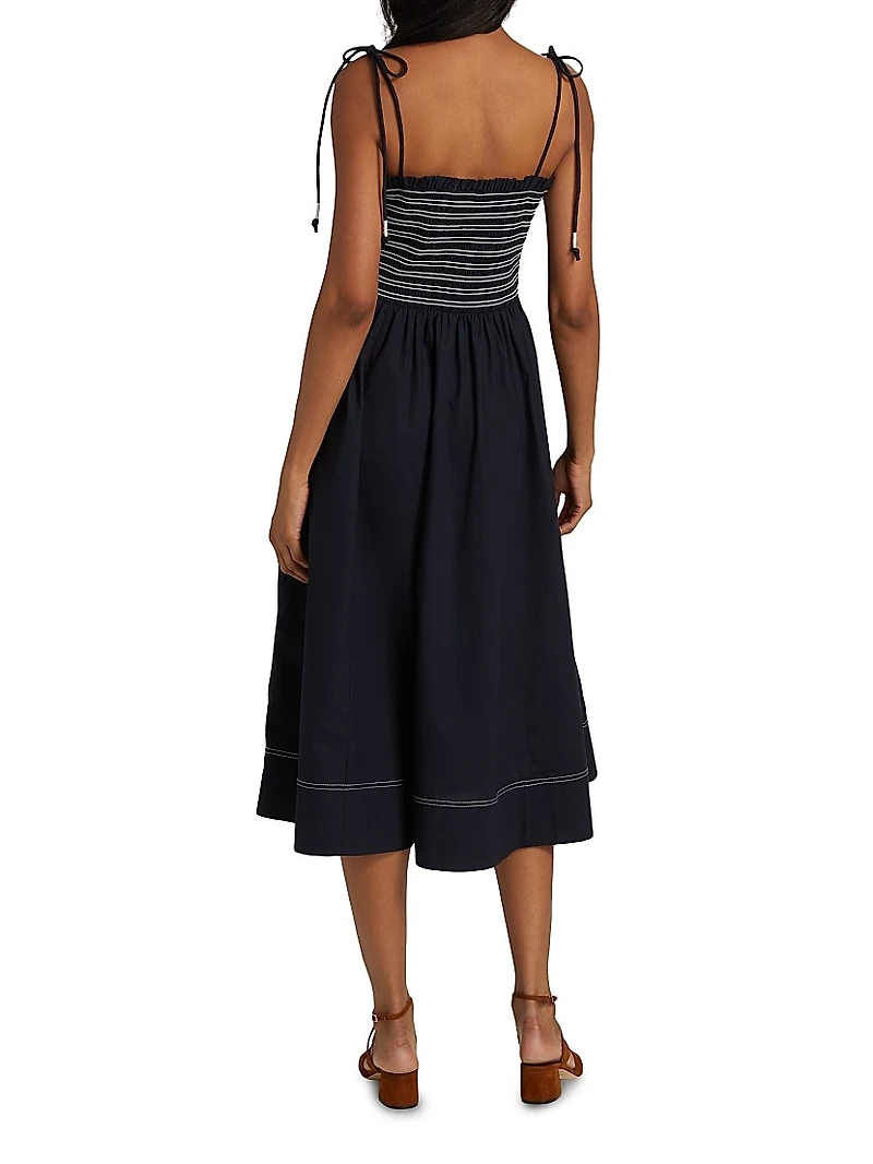 Kaela Cotton Striped Midi-Dress