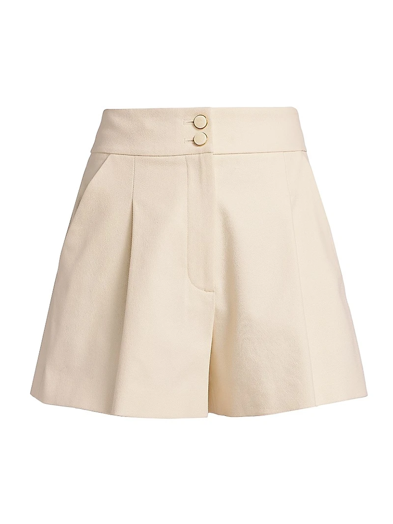 Devina Pleated Stretch-Cotton Shorts