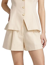 Devina Pleated Stretch-Cotton Shorts