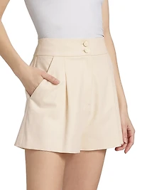 Devina Pleated Stretch-Cotton Shorts