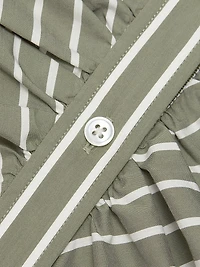 Devra Ruched Striped Stretch-Cotton Button-Front Top