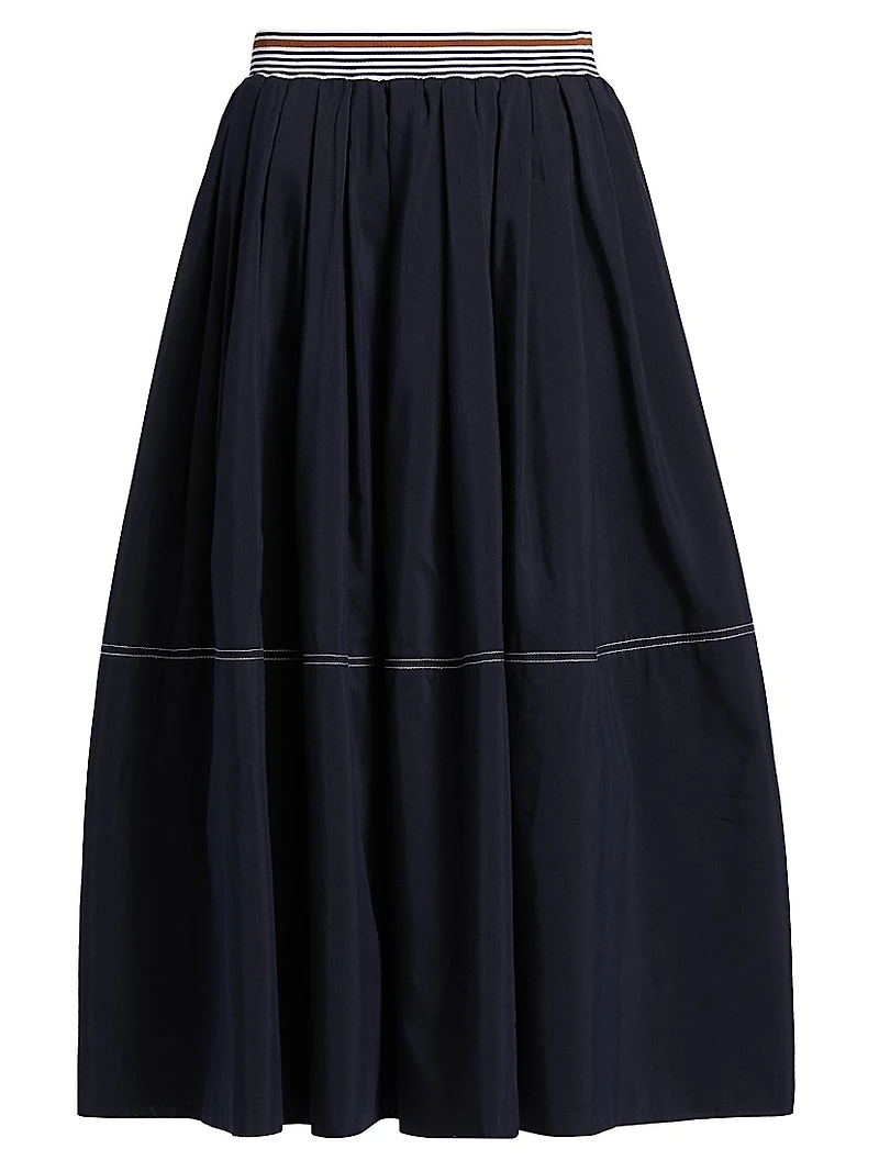 Evelina Cotton-Silk Midi-Skirt