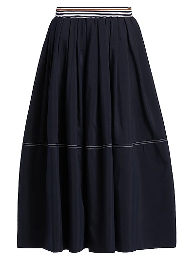 Evelina Cotton-Silk Midi-Skirt