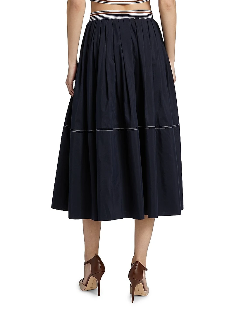 Evelina Cotton-Silk Midi-Skirt