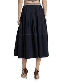 Evelina Cotton-Silk Midi-Skirt