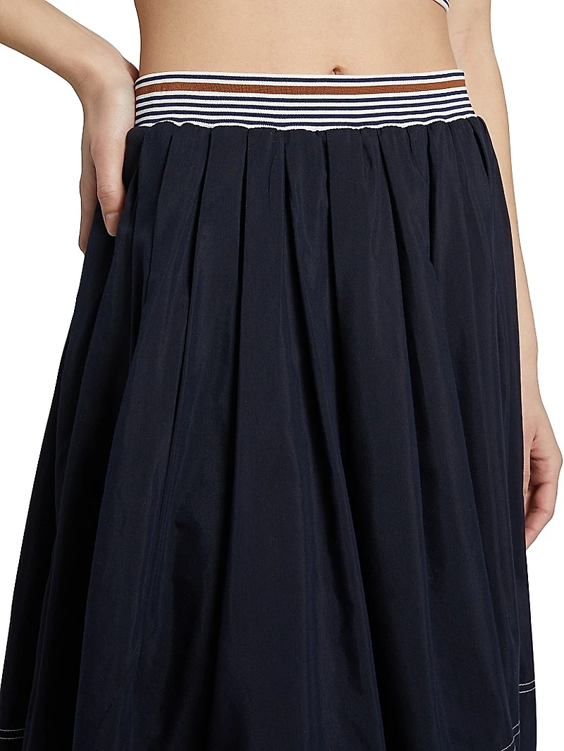 Evelina Cotton-Silk Midi-Skirt