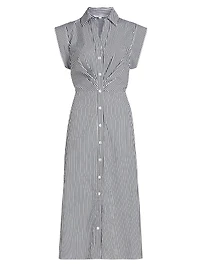 Haydon Striped Button-Front Midi-Dress