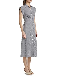 Haydon Striped Button-Front Midi-Dress