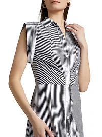 Haydon Striped Button-Front Midi-Dress