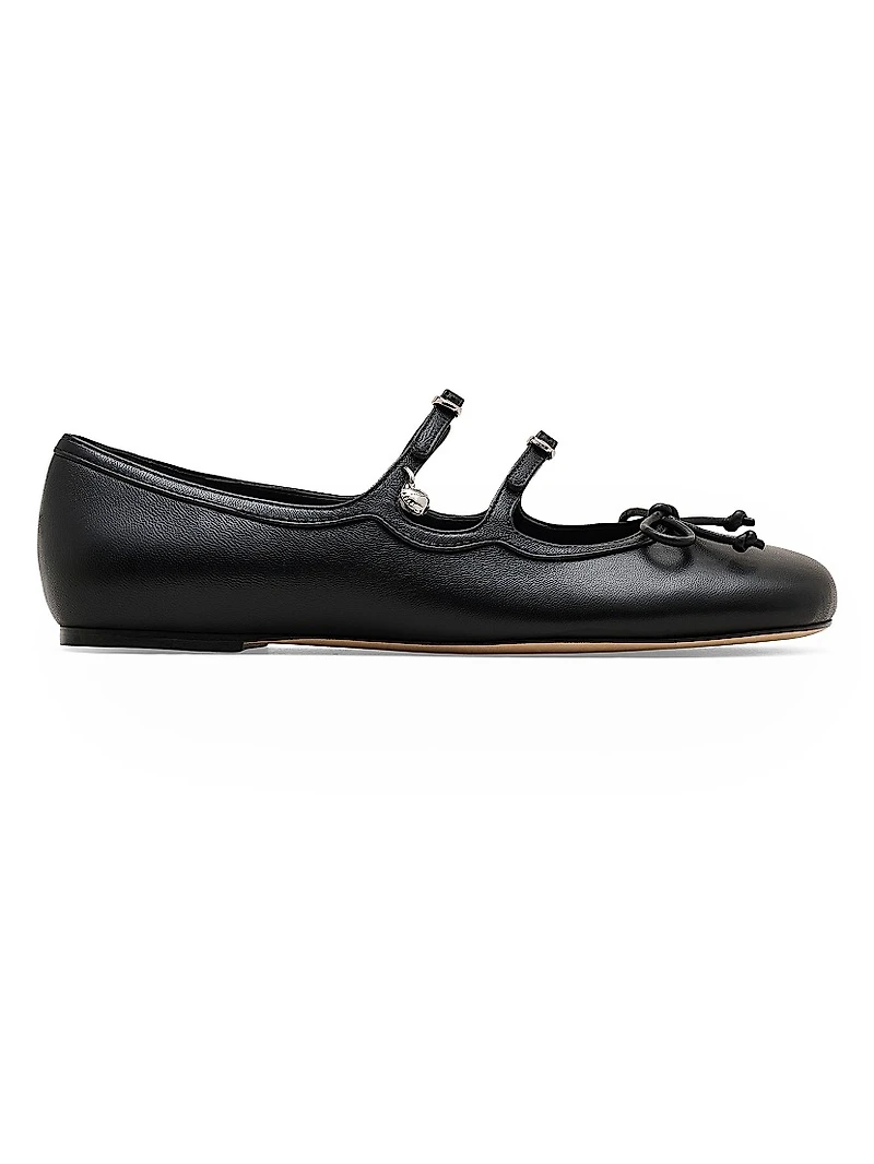 The Kiki Bow-Detail Leather Ballerina Flats