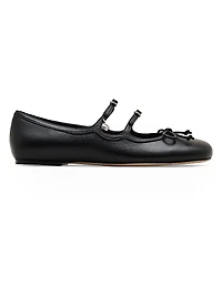 The Kiki Bow-Detail Leather Ballerina Flats