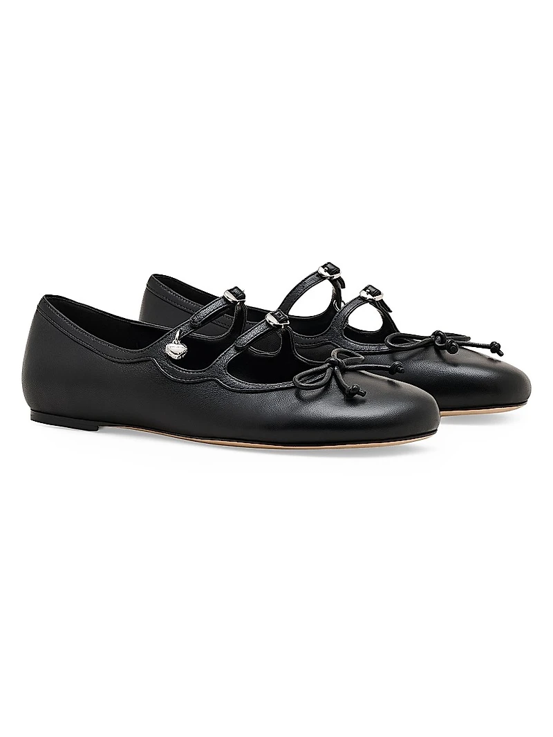 The Kiki Bow-Detail Leather Ballerina Flats