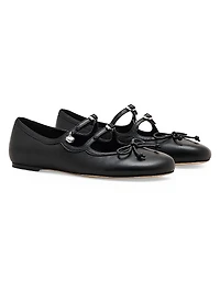 The Kiki Bow-Detail Leather Ballerina Flats